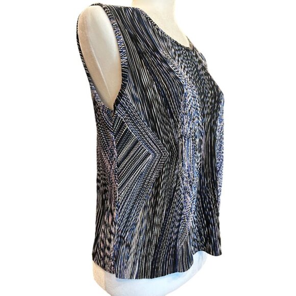 Plissé Womens Large‎ Sleeveless Pleated Top Shell With Geometric Pattern - Picture 3 of 7